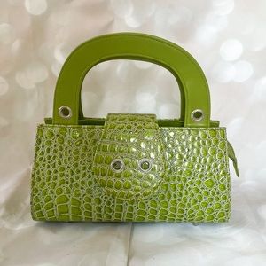 Vintage green crocodile embossed shoulder bag